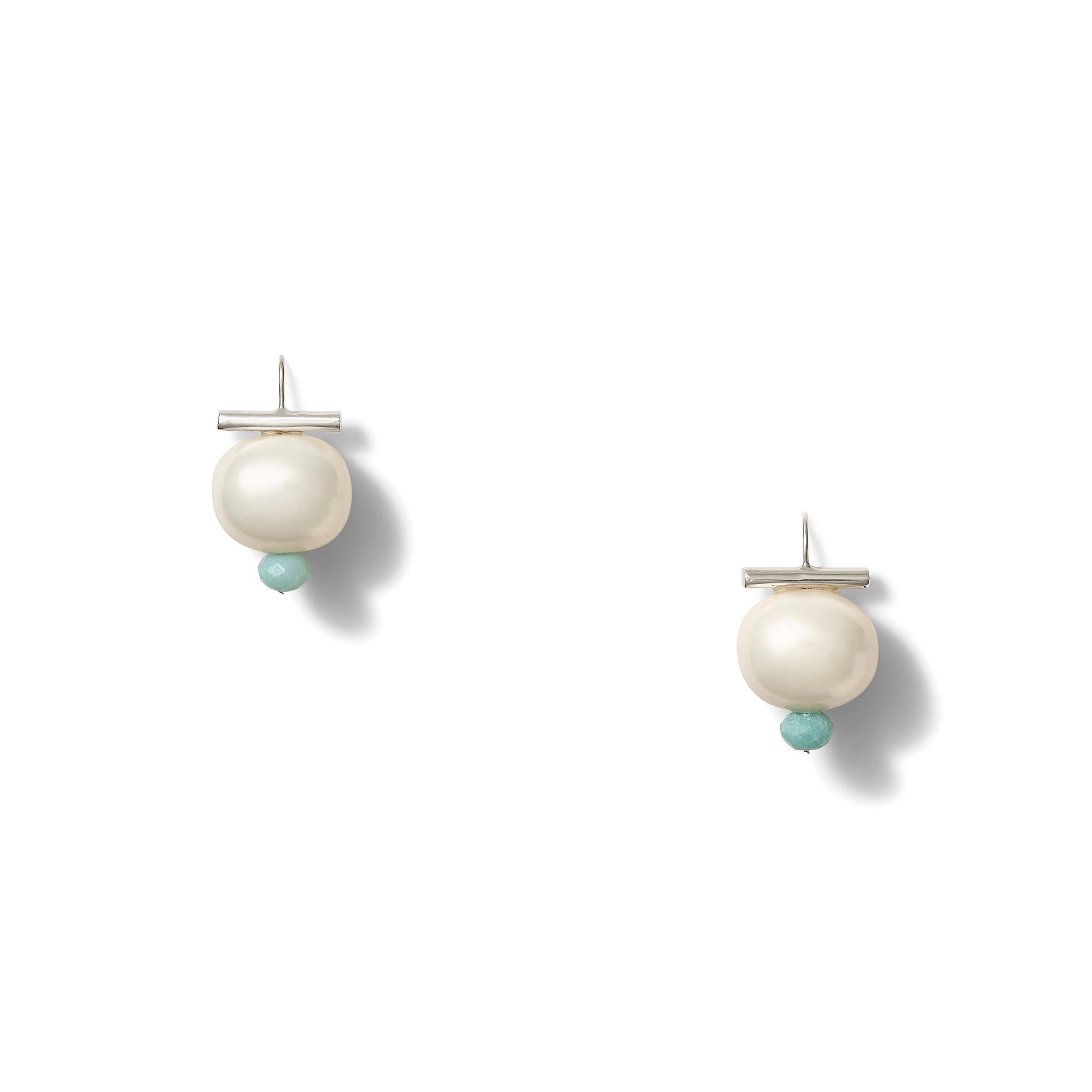 Sterling Sky Pebble Dot with small facetted aquamarine dot detail 