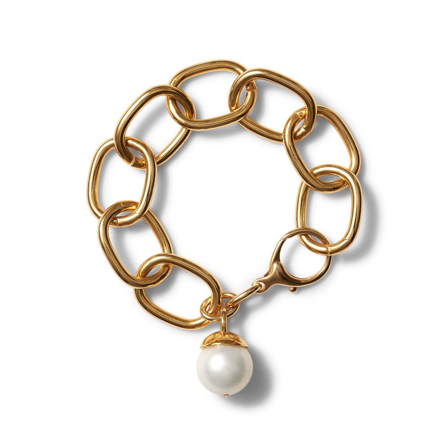 big boy bracelet in gold with white  pearl  