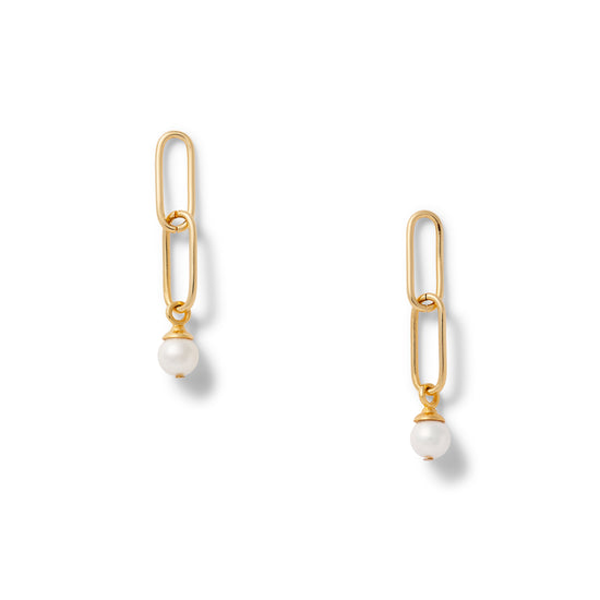 Paper Clip + Pearl earrings
