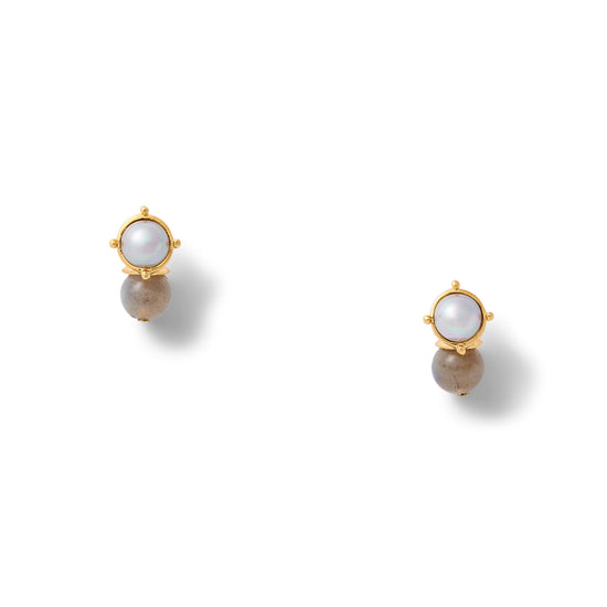 Labradorite + Grey Lady Earring