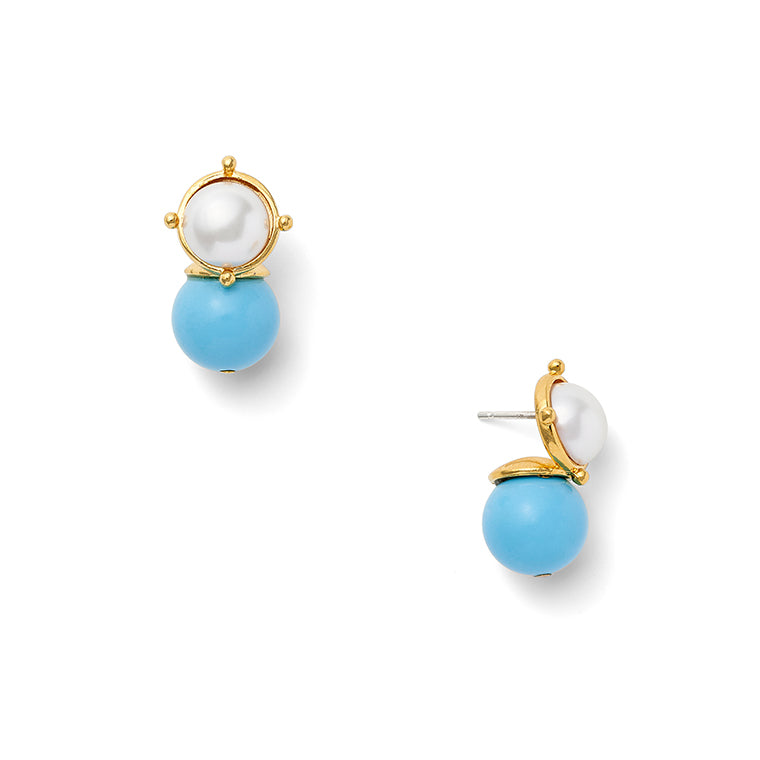 Turquoise + White Lady Earring