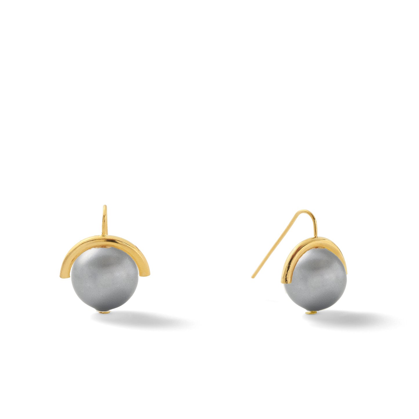 Large Pearl Moon Earring ~ Gold