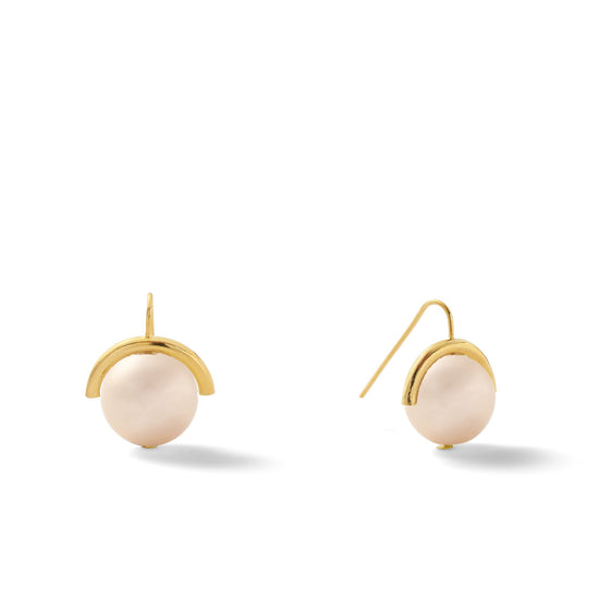 Large Pearl Moon Earring ~ Gold