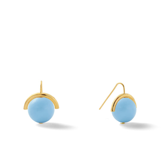 Large Pearl Moon Earring ~ Gold