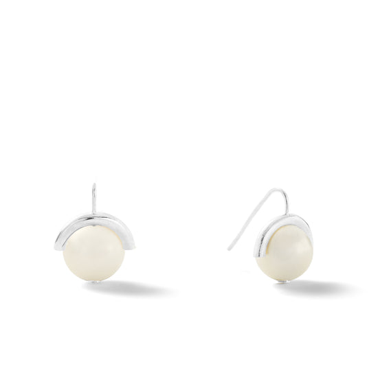 Sterling Large  White Pearl Sph-earring
