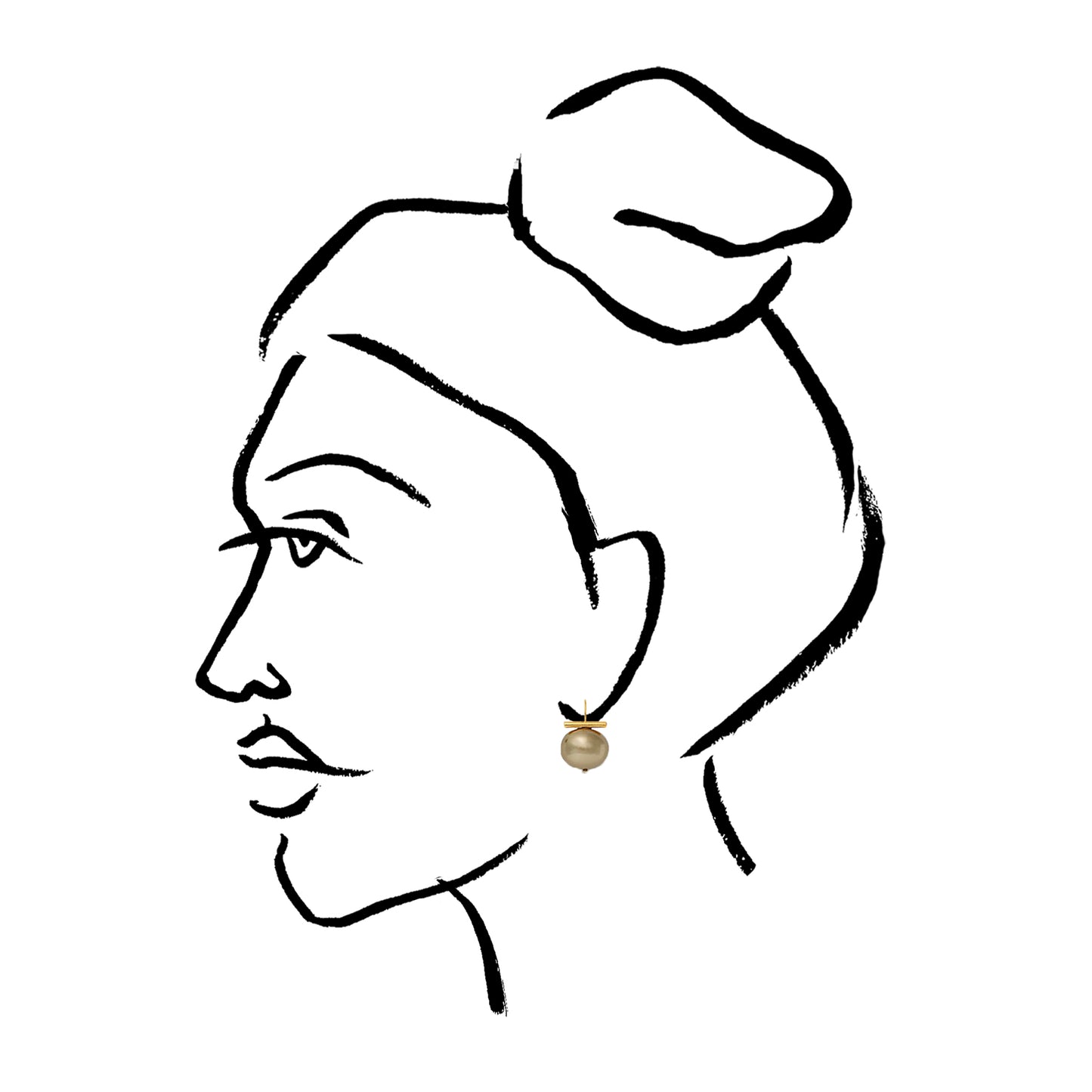 Load image into Gallery viewer, drawing of a woman with medium pearl green beetle color with gold tbar
